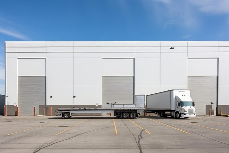commercial building embracing orderly truck